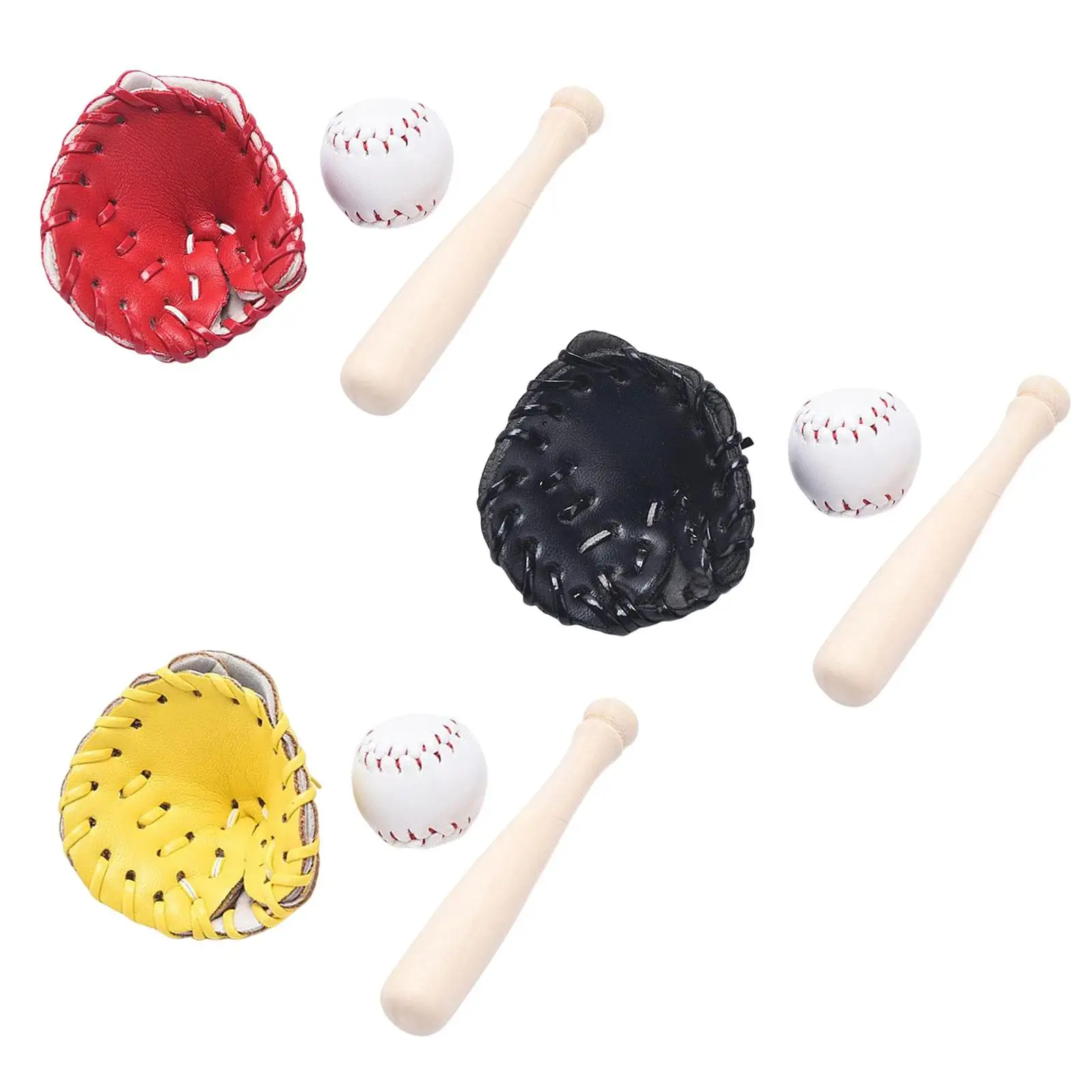 Miniature Baseball Pole Glove Model Micro Landscape Props Decor Sports Fitments