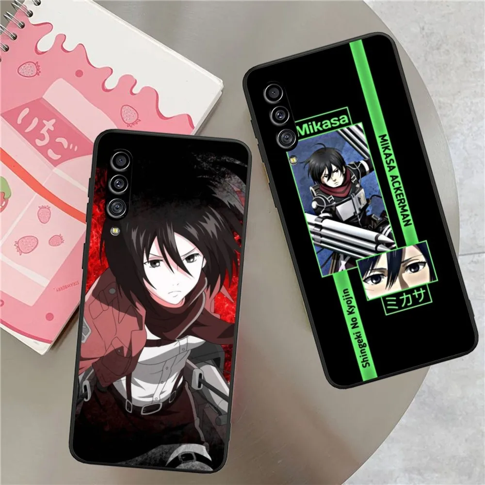 AOT Mikasa Ackerman Cell Phone Case for Samsung Galaxy S23 S22 S21 S10 S9 S8 Plus Ultra Black Soft Phone Cover Funda