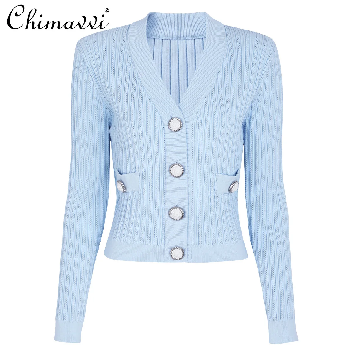 

2025 Autumn New Fashion Socialite Long Sleeve Knitted Top Coat Women High-end Slim Fit Elegant Commuter Cardigan Sweater