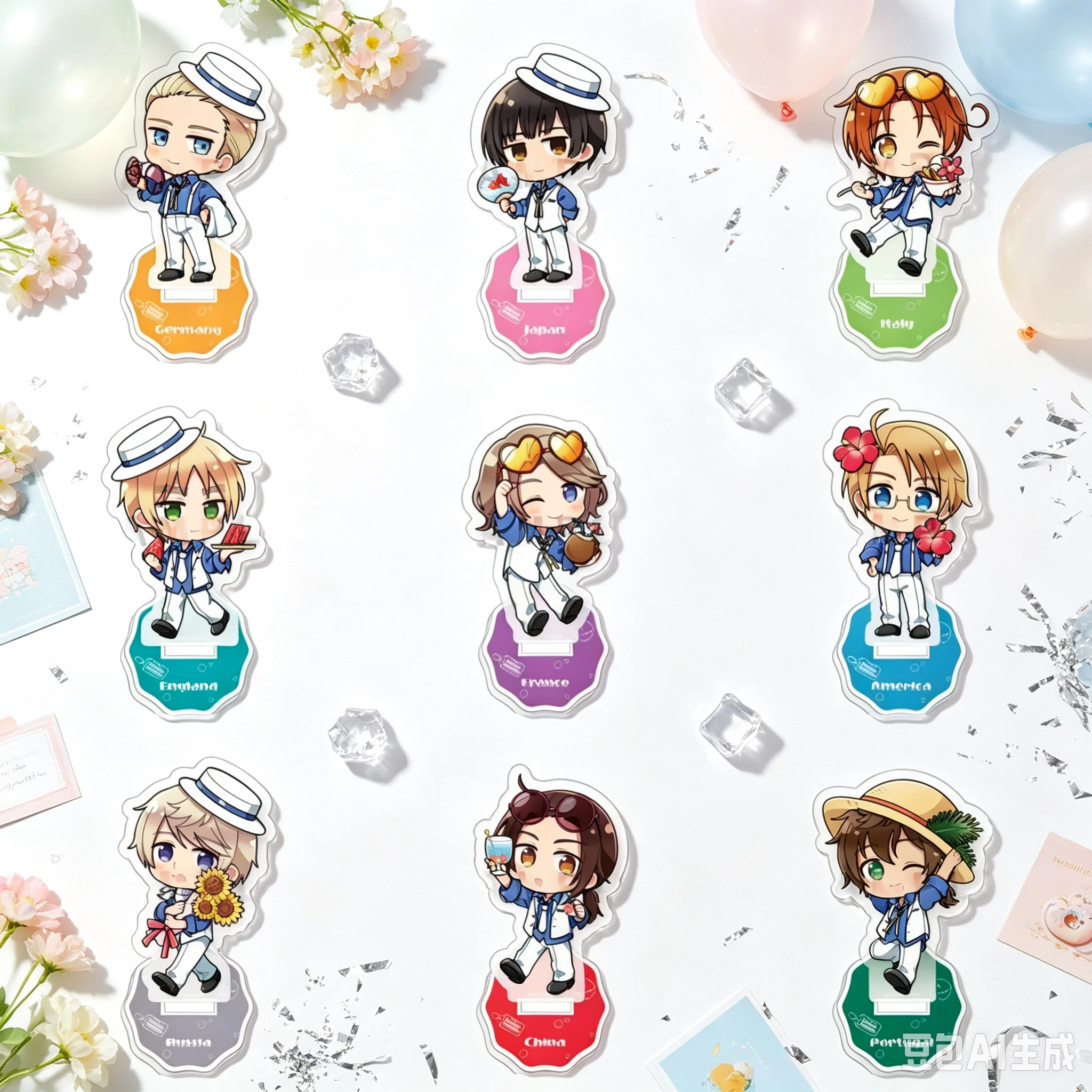 World★Stars Anime 10CM Acrylic Stand Figure Keychain Fan Figurine Decoration Germany/Japan/Italy Anime Merchandise Gifts Friends