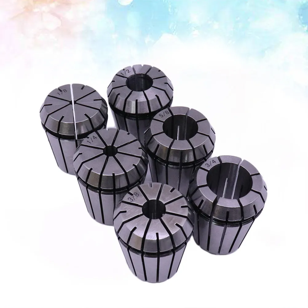 6pcs Er32 Spring Collet Set 1/2 1/4 3/4 1/8 3/8 5/8 Inch Ultra Precision For Cnc Milling Lathe Engraving Machine Tool Holder