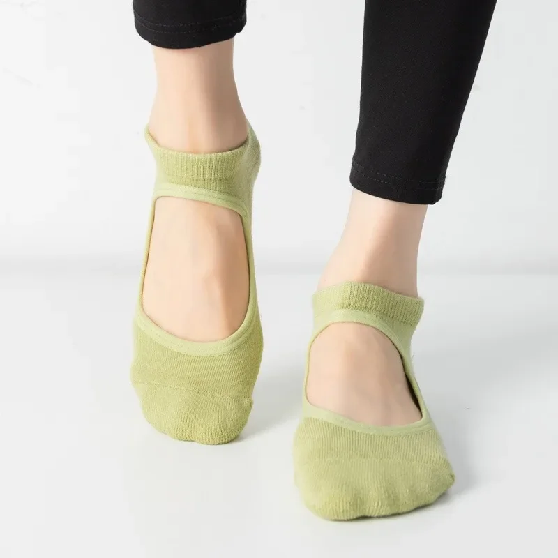 

Women Combed Cotton Backless Yoga Socks Anti Slip Professional Dance Aerobics Fitness Pilates Gym Sports Socks EU 35-41