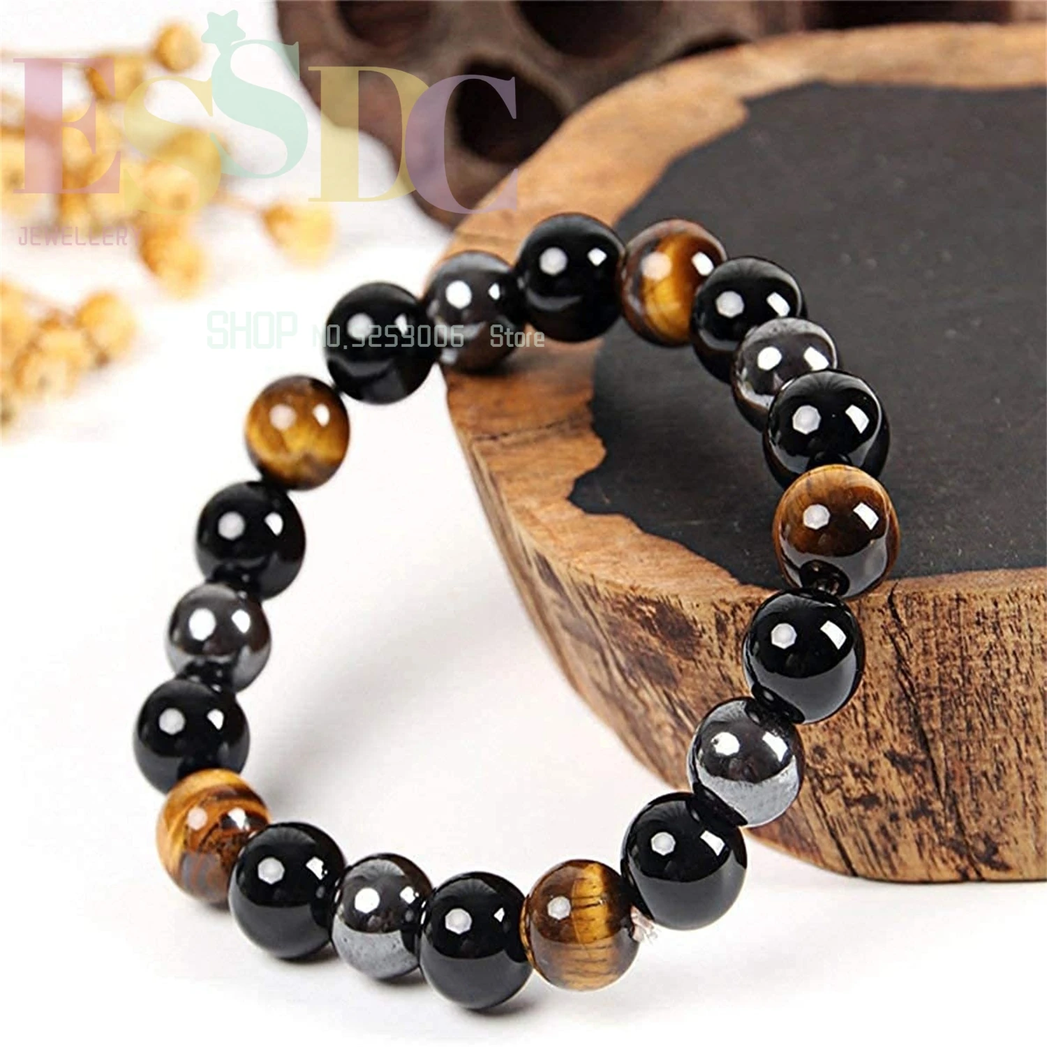 Natural Men for Magnetic Health Protection Tiger Eye Black Obsidian Hematite Beads Bracelets Women Soul Jewelry Gift for Family