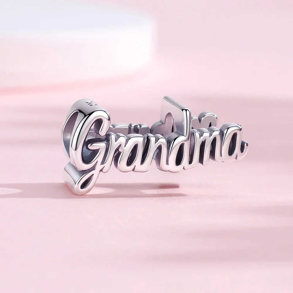 925 Sterling Silver Charm grandma Handwritten Bead Fit Original Bracelet DIY Jewelry Accessories Everyday Wear Gift For Women