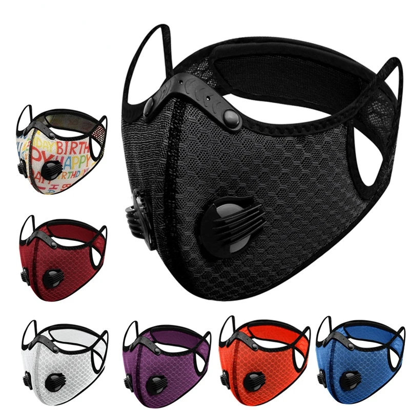 Cycling mask with filter anti-pollution cycling mask activated carbon breathing valve bicycle face masks mascarillas