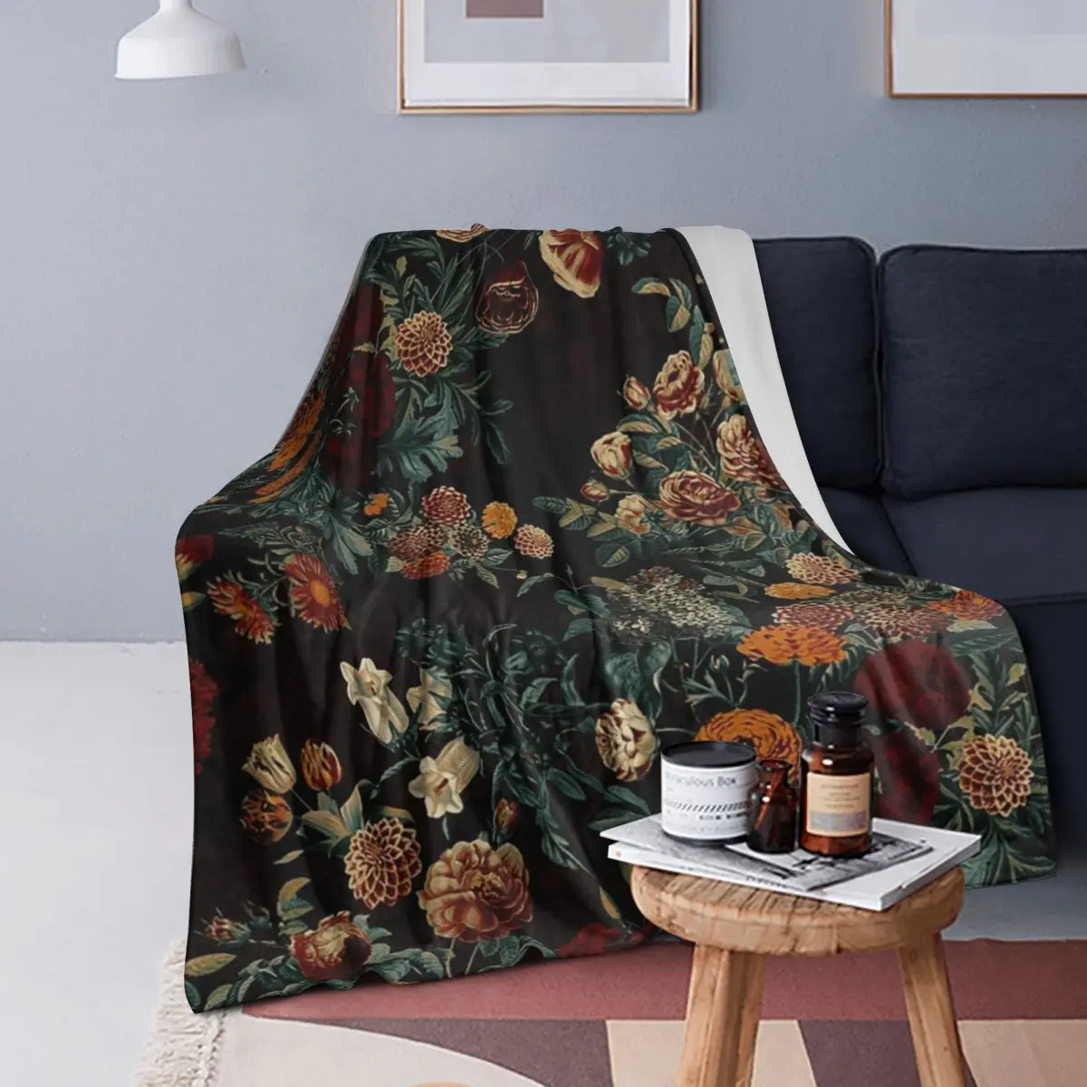 

Винтажное зеленое одеяло с цветочным рисунком маслом, мягкое теплое фланелевое одеяло для кровати, гостиной, пикника, путешествий, домашнего дивана