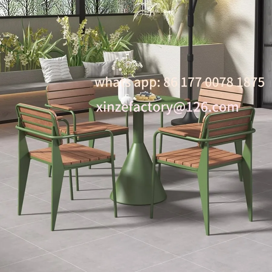 حديقة فناء خارجية قابلة للتخصيص من الحديد المطاوع وطاولة مستديرة صغيرة وشرفة في الهواء الطلق #2