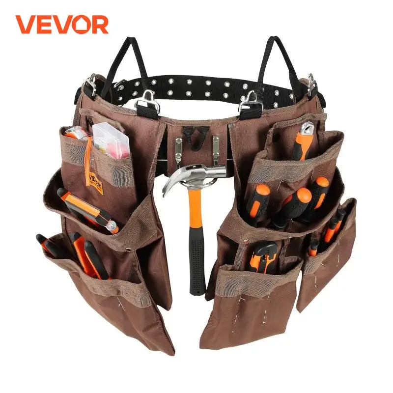 VEVOR 19 Pockets Multifunctional Tool Storage Bag Pouch Belt Electrician Toolkit Drill Waist Bag Wrench Screwdriver Tool Belt