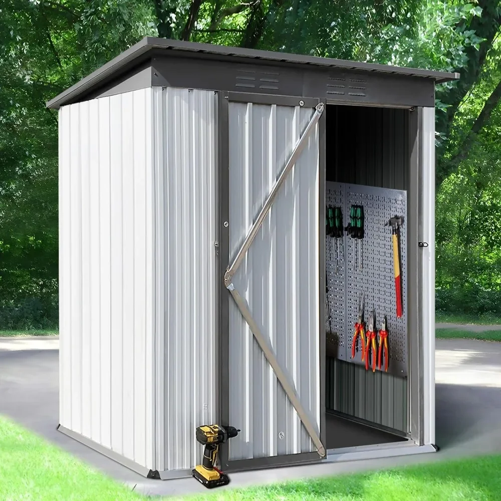 

Upgraded 5' × 3.2' Metal Outdoor Storage Shed with Door & Lock, Waterproof Garden Storage Tool Shed for Backyard Patio