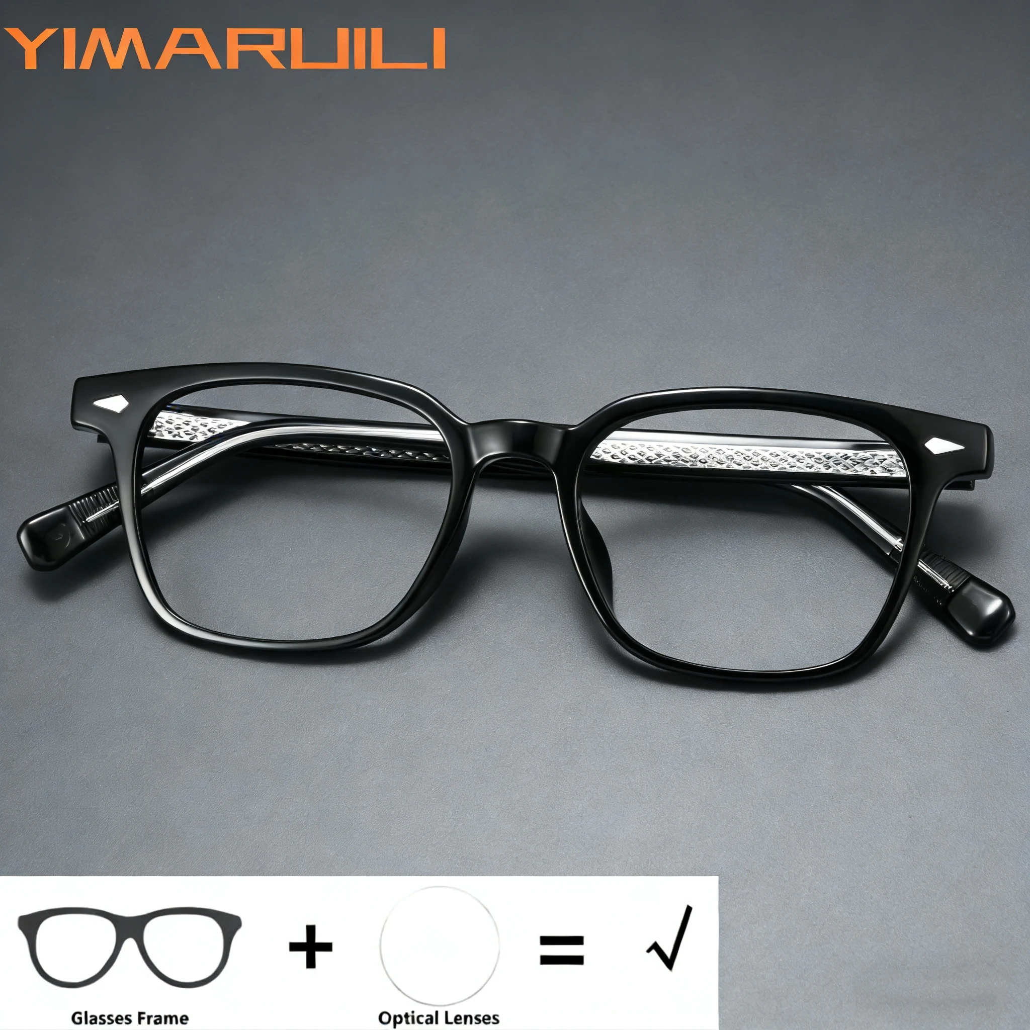 YIMARUILI Men and Women Retro Square Optical Prescription Glasses Myopia Hyperopia Progressive Multifocal Formula Eyeglasses B88