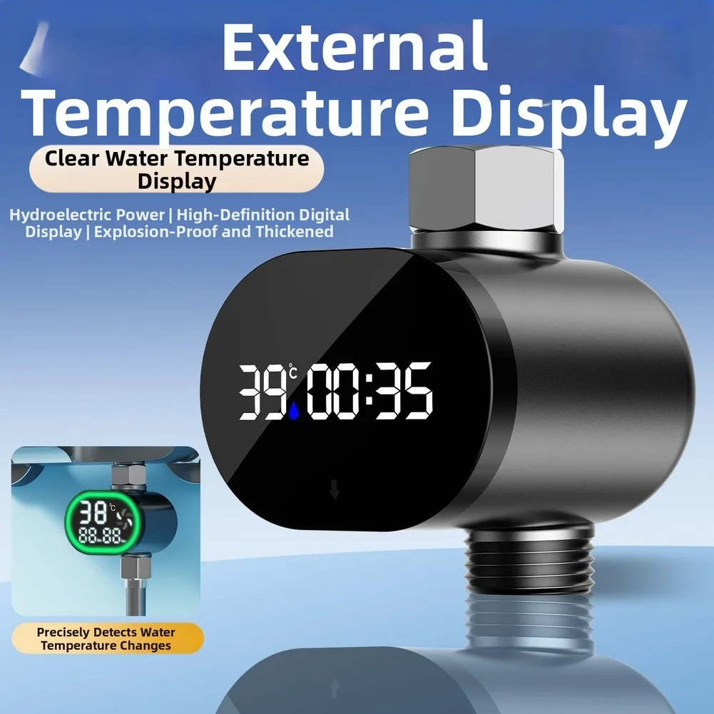 LED Digital Shower Temperature Display With Water Flow Power Generation Home Water Shower Thermometer Water Accurate Measurement