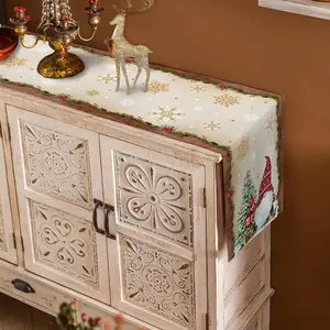 Weihnachtsbaum Gnom Gold Cardinal Snow Flake Leinen Tisch Korridor Dating Cachecol Winter Weihnachtsfeier Dekorationen Navidad Dekorationen 2025 8 Hauptverkauf Gold Table Korridor - №8