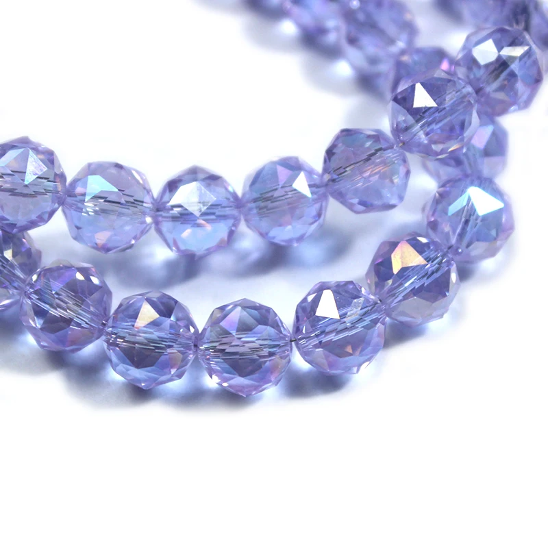 Round Cut Electroplating Colors Light Amethyst 8 10mm Faceted Crystal Glass Loose Spacer Beads For Jewelry Making DIY Bracelet ﻿