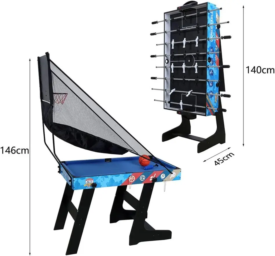 5-in-1 Multi Game Table for Kids HLC Portable Multi Game Combination Table Set Foosball Soccer,Ping Pong,Pool Billiards,Air Hock