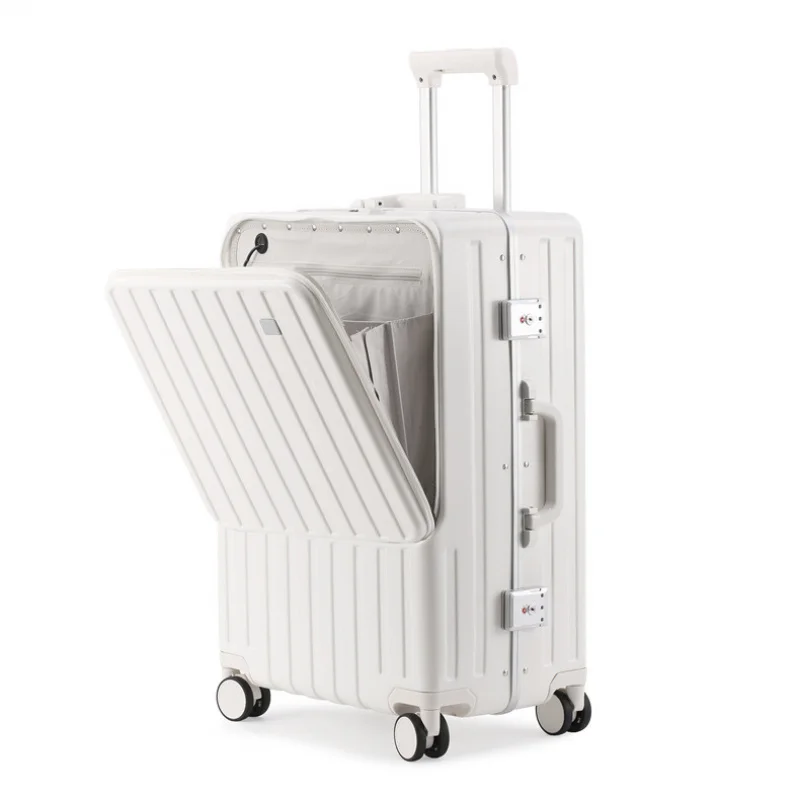 Front Opening Aluminum Alloy Frame Luggage High-End and Fashionable Travel Password Suitcase Universal Wheel Trolley Case