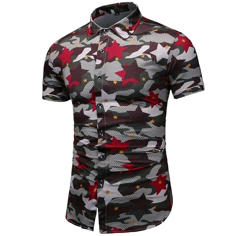 

Мужские рубашки с принтом звезд в стиле милитари на пуговицах, 5XL, летние винтажные мягкие молочные рубашки, социальные мужские рабочие рубашки для мужчин, топы Blusa