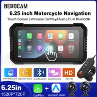 BEPOCAM 5/6,25 pulgadas Carplay motocicleta DVR navegación GPS inalámbrico CarPlay Android Auto Airplay pantalla Moto Monitor IPX7