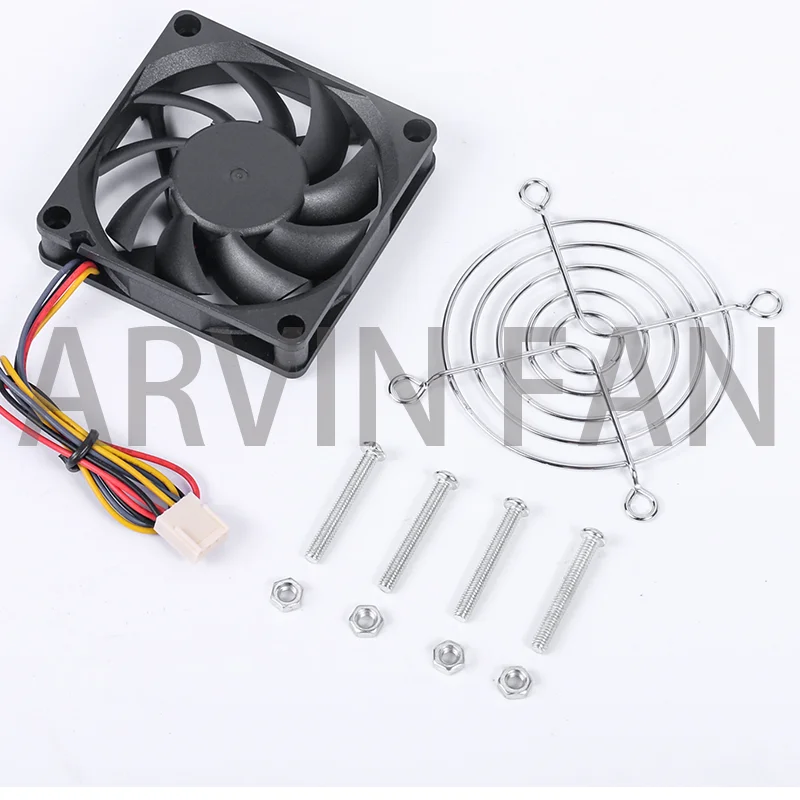 CPU Radiador Mudo Ventilador de Baixo Ruído, 4 pinos Dual Ball Bearing Cooler, 70mm, 7cm, 7015, 7015, Novo