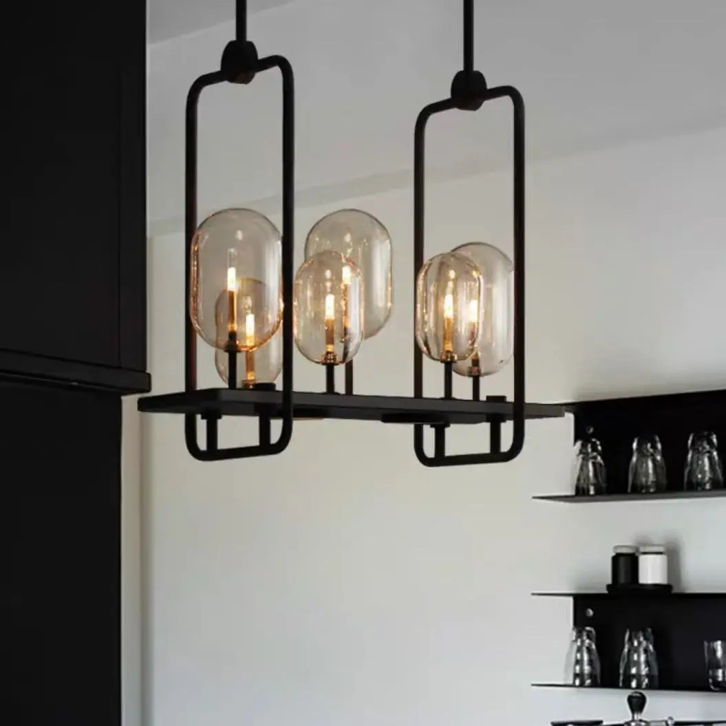 Smoke Glass Bubble Pendant Lamp Candle Suspension Light Hotel Hall Restaurant Dinning Room Bar Hanging Ceiling Chandelier