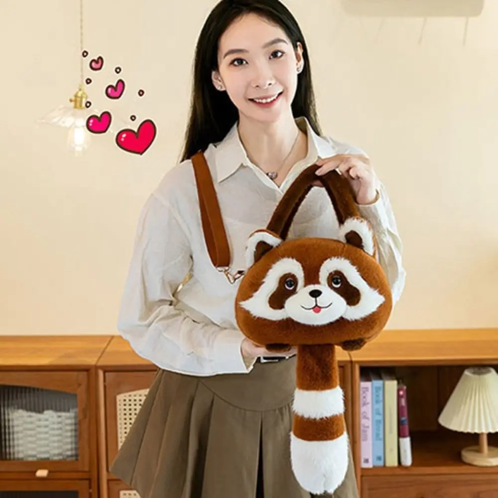 

Повседневный меховой плюшевый рюкзак с изображением енота, мультяшные животные, каваи, сумка с изображением енота, мягкая креативная сумка на плечо с изображением енота, подарок в зоопарке