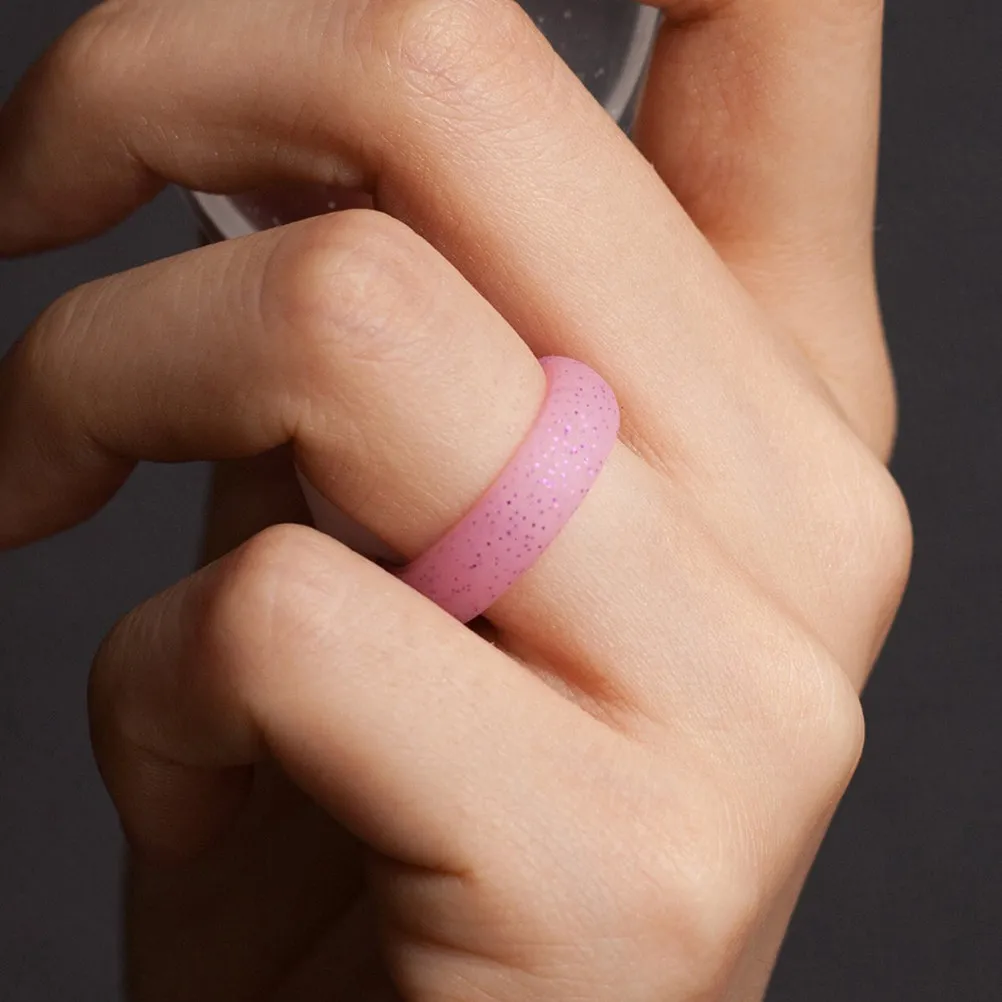 4Pcs Sports Silicone Rings for Women Glitter Assorted Colors Flexible Breathable Silicone Finger Ring Replacement