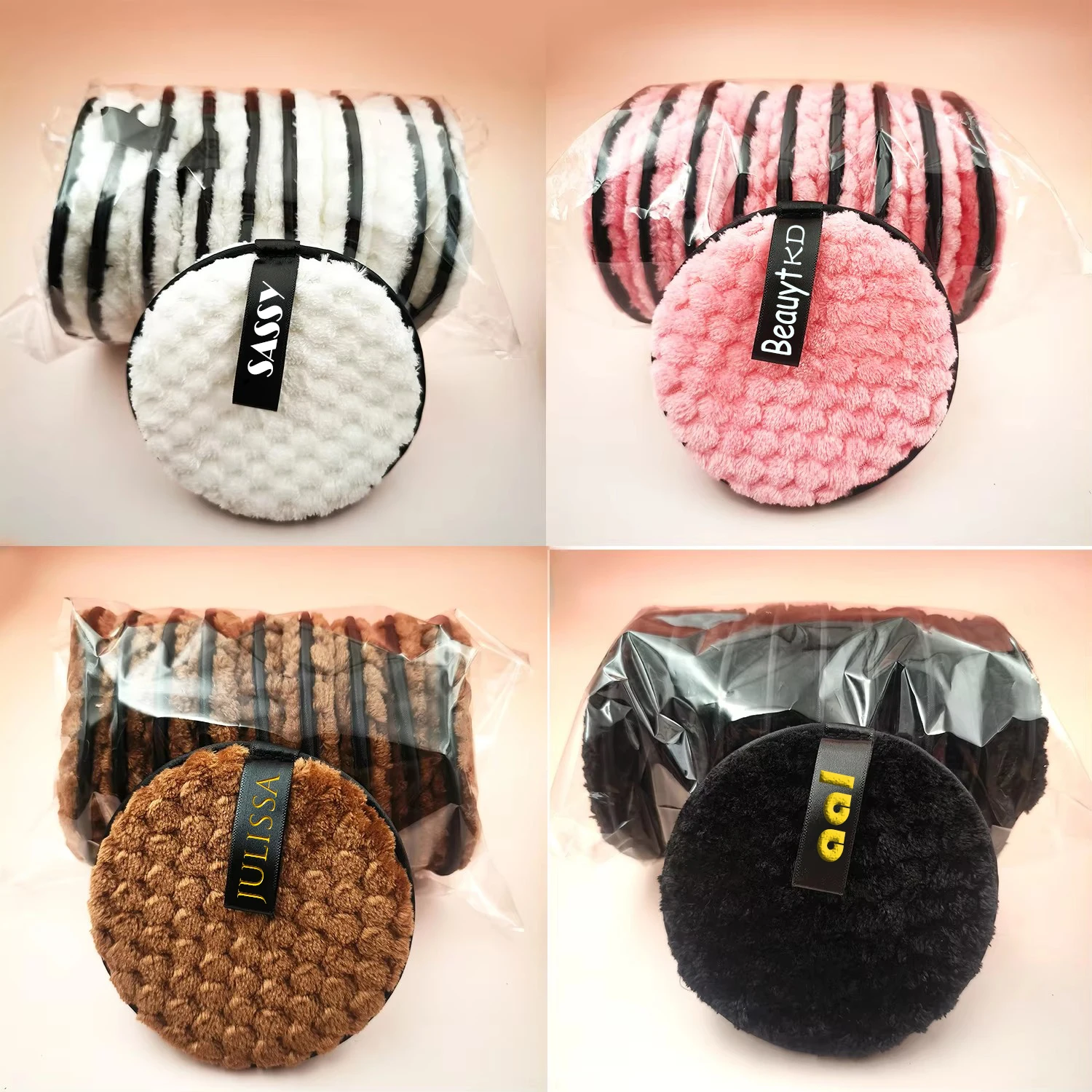 Customized Logo 50 PCS Makeup Remover Microfiber Cotton Pad Cosmetics Washable Makeup Towel Cleaning Sponge Skin Care Tool