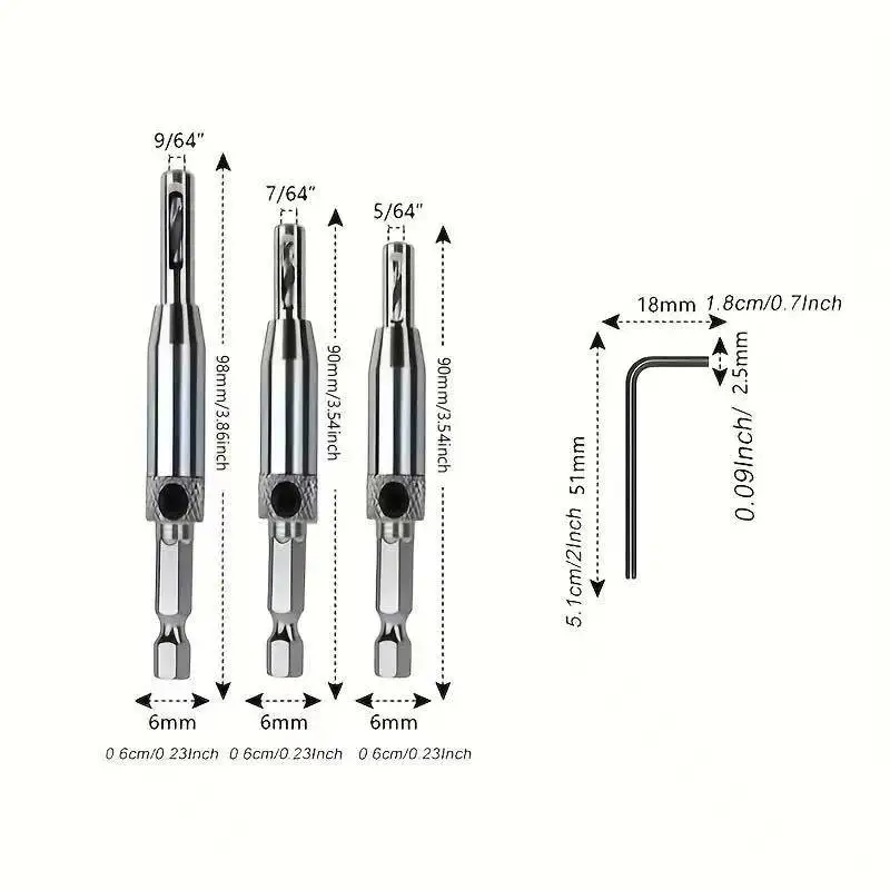 4Pcs High Speed Steel Hinge Drill Bit Set, Self-Centering Precise Woodworking Bits Durable Metal Structure for Accurate Wood Cra