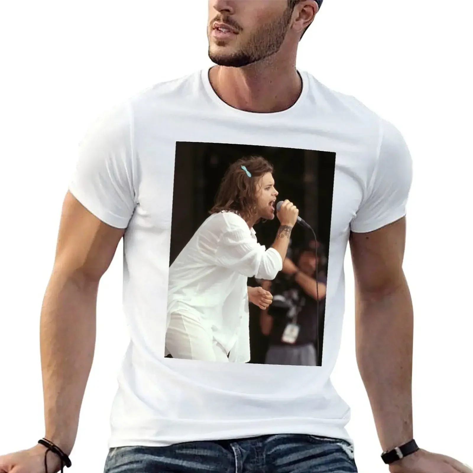 Shannon Hoon Blind Melon Photograph T-shirt oversizeds Aesthetic clothing black t shirts for men heavyweight fashion Round Neck