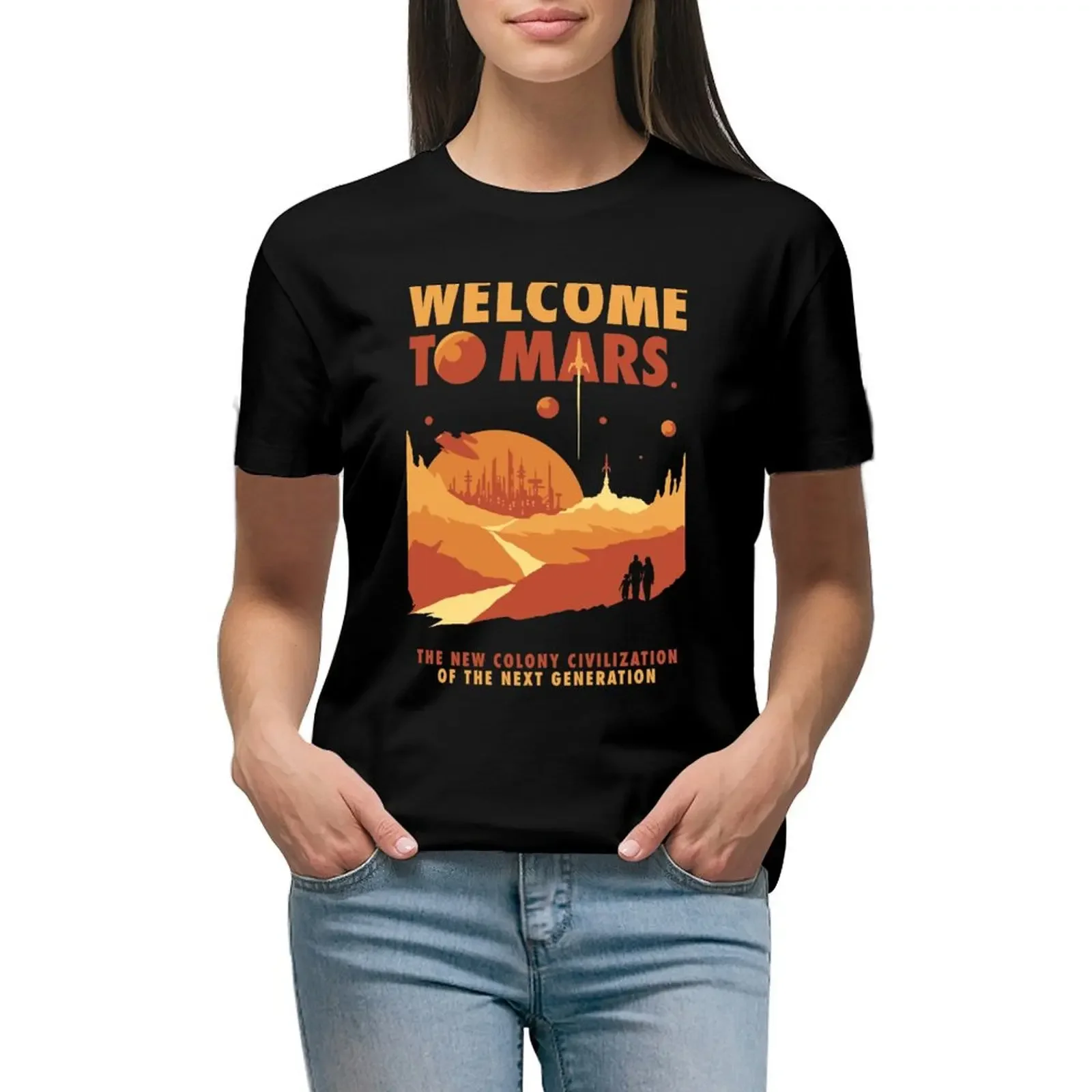 

Welcome to Mars T-Shirt sports fans summer tops aesthetic clothes plus size tops graphic t-shirts for Women