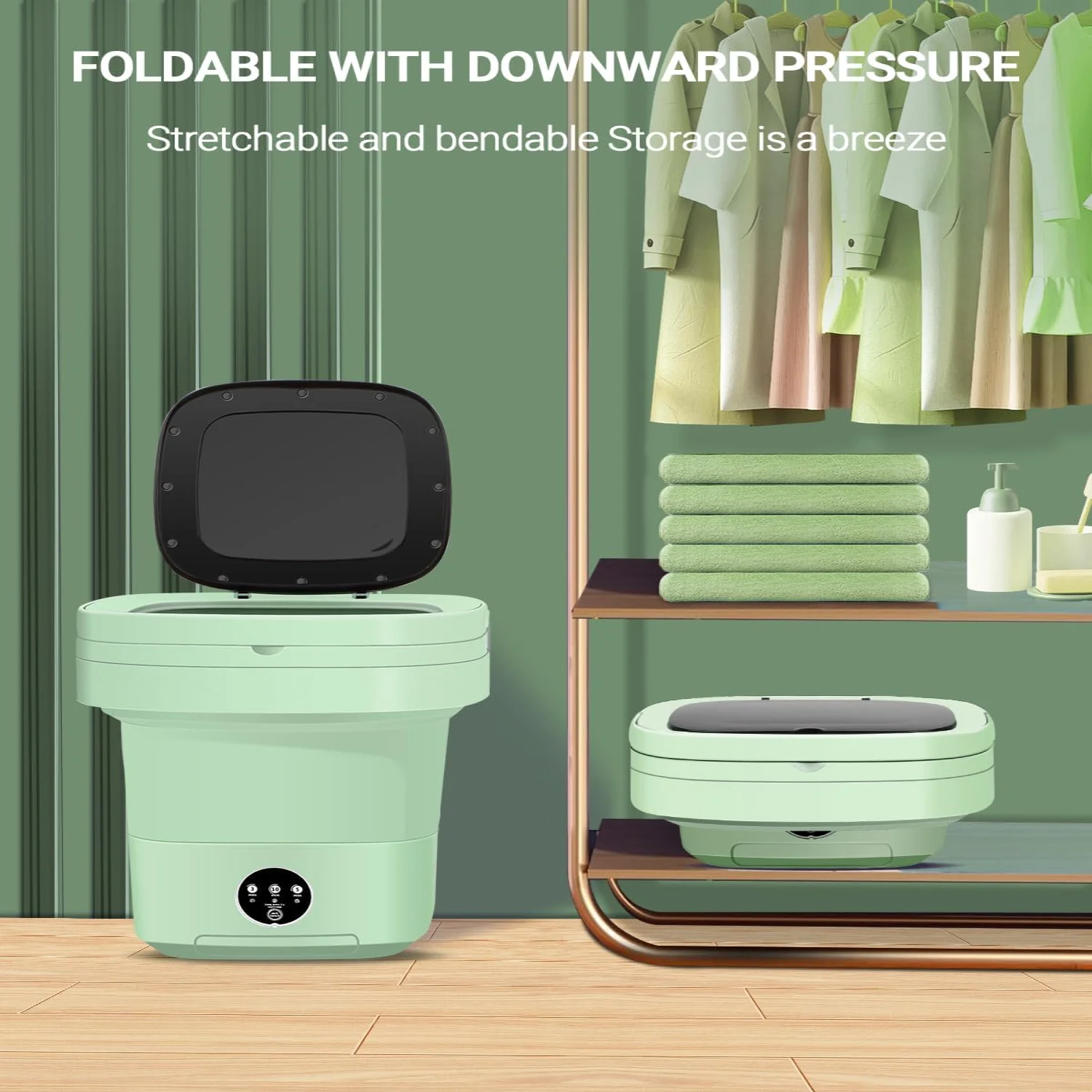 Portable Washing Machine, 11L Upgraded Large Capacity Foldable  Small Machine for Apartment, T