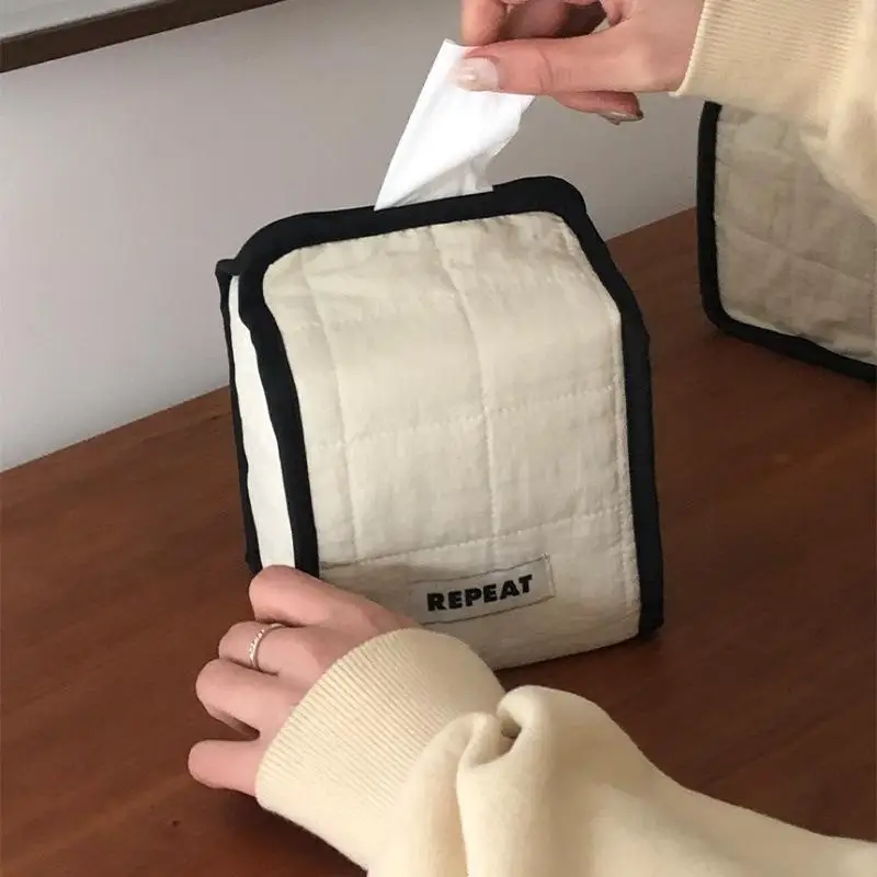 Tissue Paper Storage Box Space-saving Round Square Roll Paper Tissue Case Table Decor Tissue Bag Living Room Storage Napkin