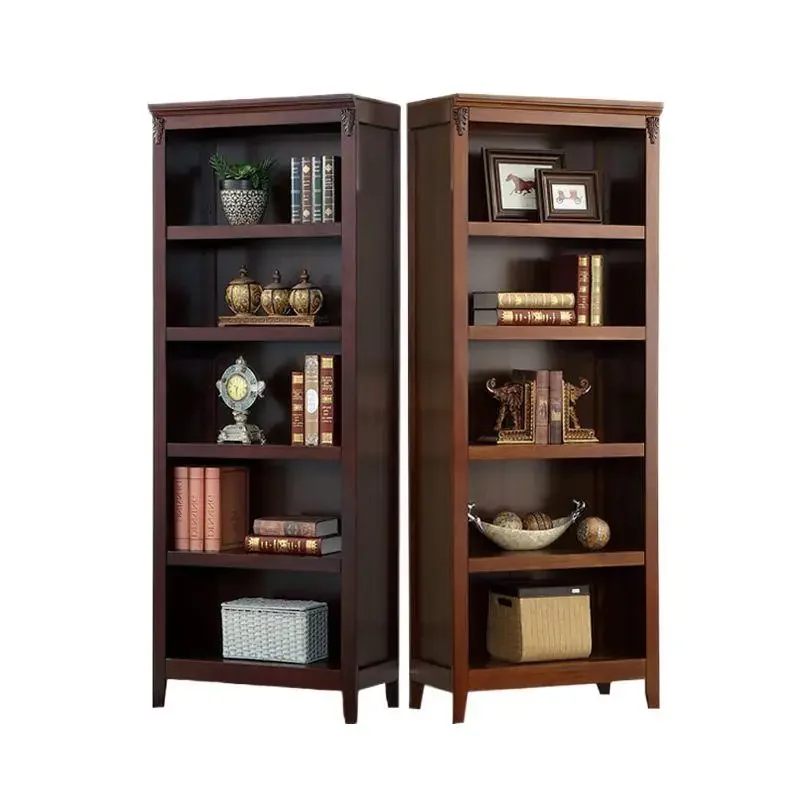 American solid wood bookcase children's bookshelf multi-layer Mediterranean Chinese bookcase old group classical bookshelf