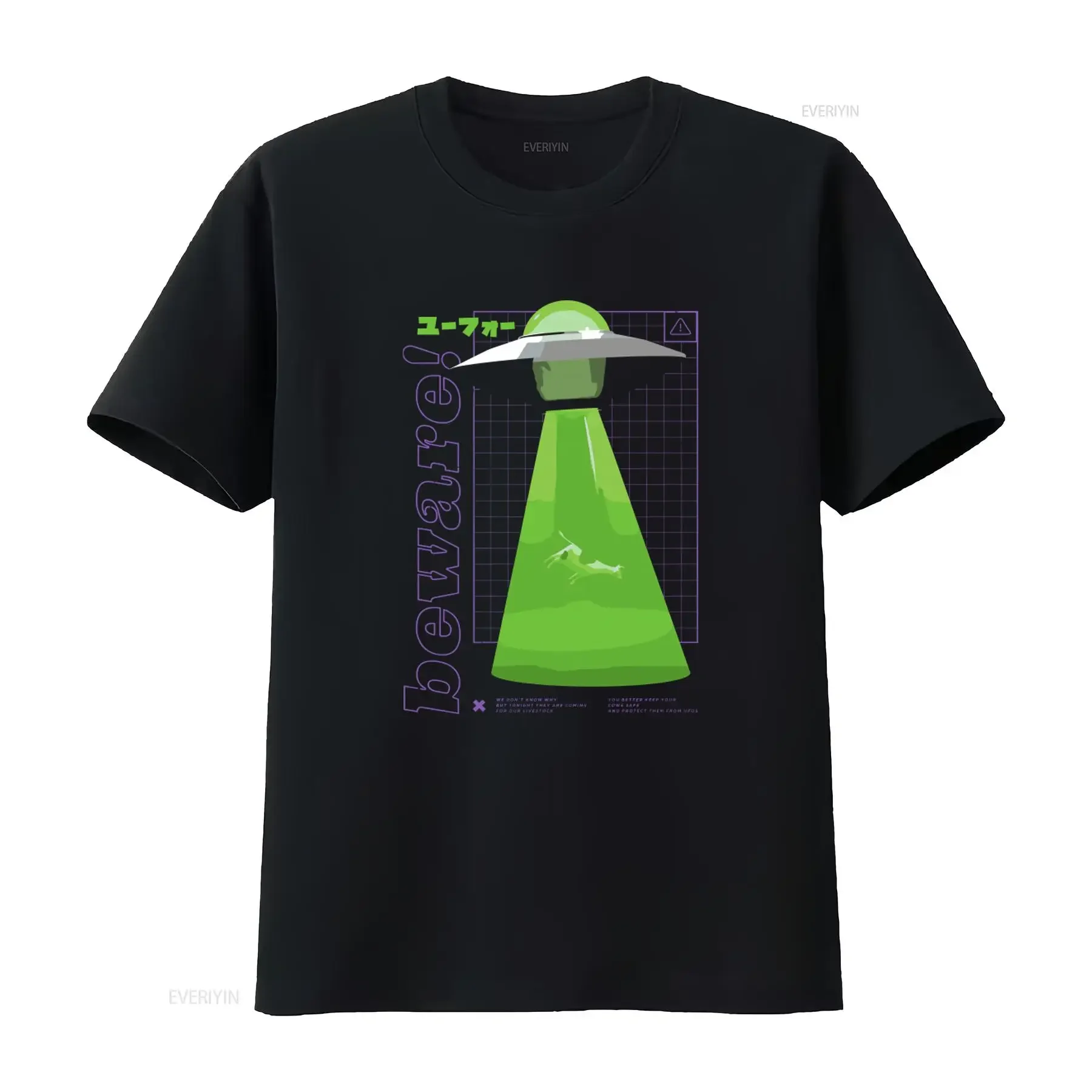 Alien Abducted Cow UFO Farmer T Shirt 100 Cotton Retro Sci Fi Design vintage Washed Breathable Casual homme Stretched fashion
