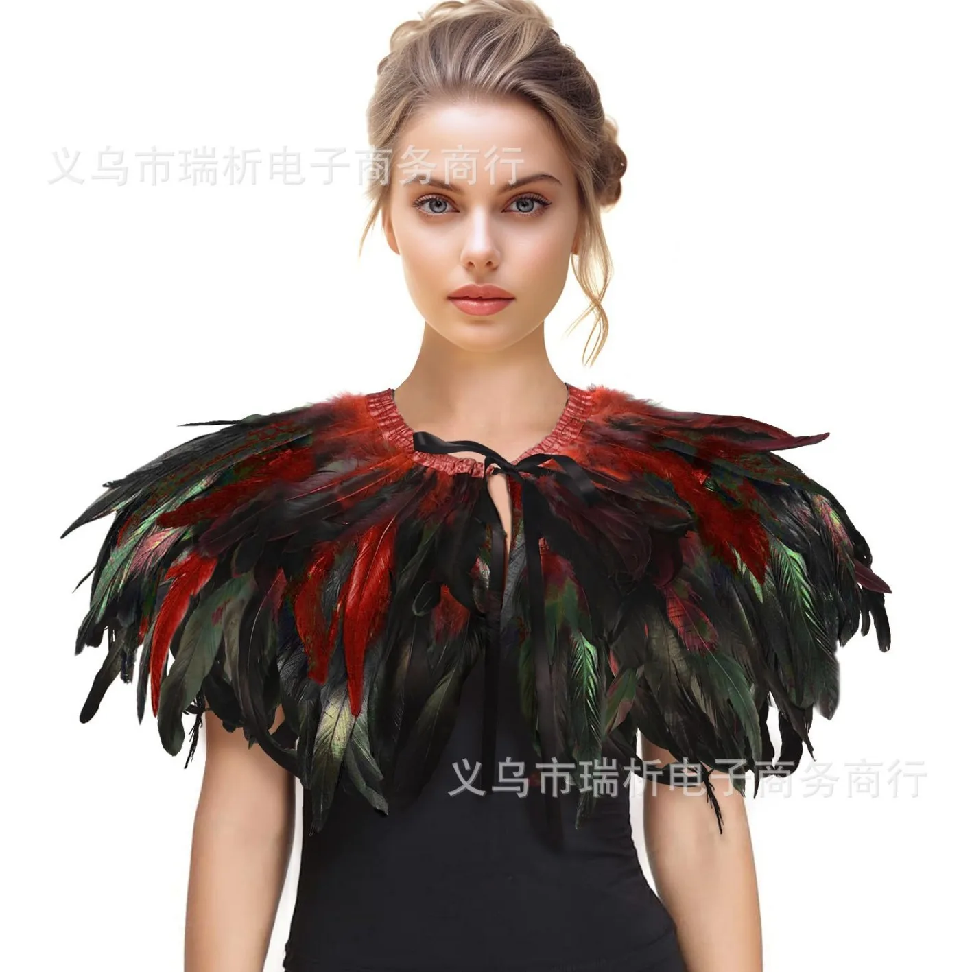 Feather Shawl for Women Feathers Collar Halloween Swan Cape Witch Costume Accessories