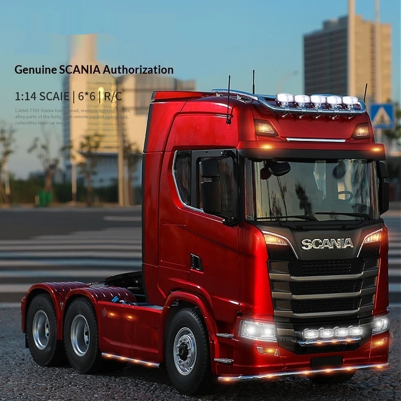Profissional scania k770s liga caminhão reboque vermelho trator de controle remoto 1/14 modelo cabot