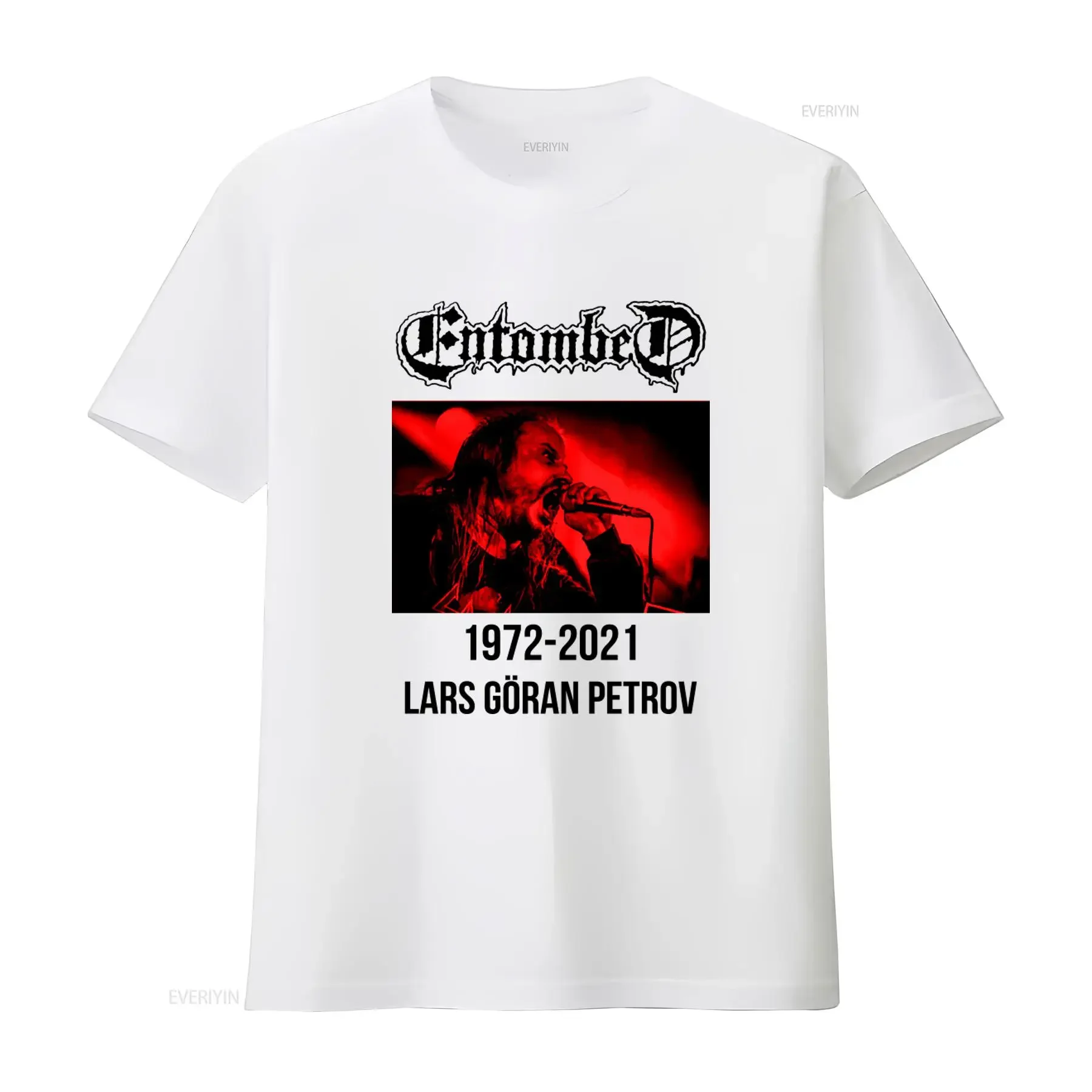Entombed LARS GORAN PETROV RED M Music DTG Print Men's Ring Spun T Shirt vintage Washed homme Slightly Breathable Soft Casual