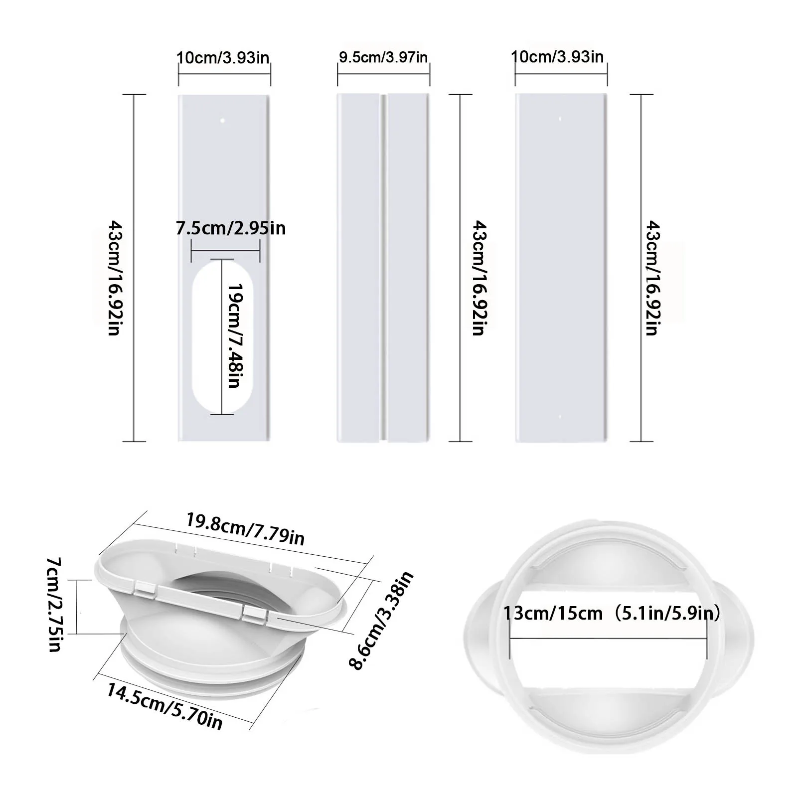 Adjustable Portable Air Conditioner Window Kit Retractable Slide Plate Tube Connector Wind Shield Adaptor AC Window Vent Kit