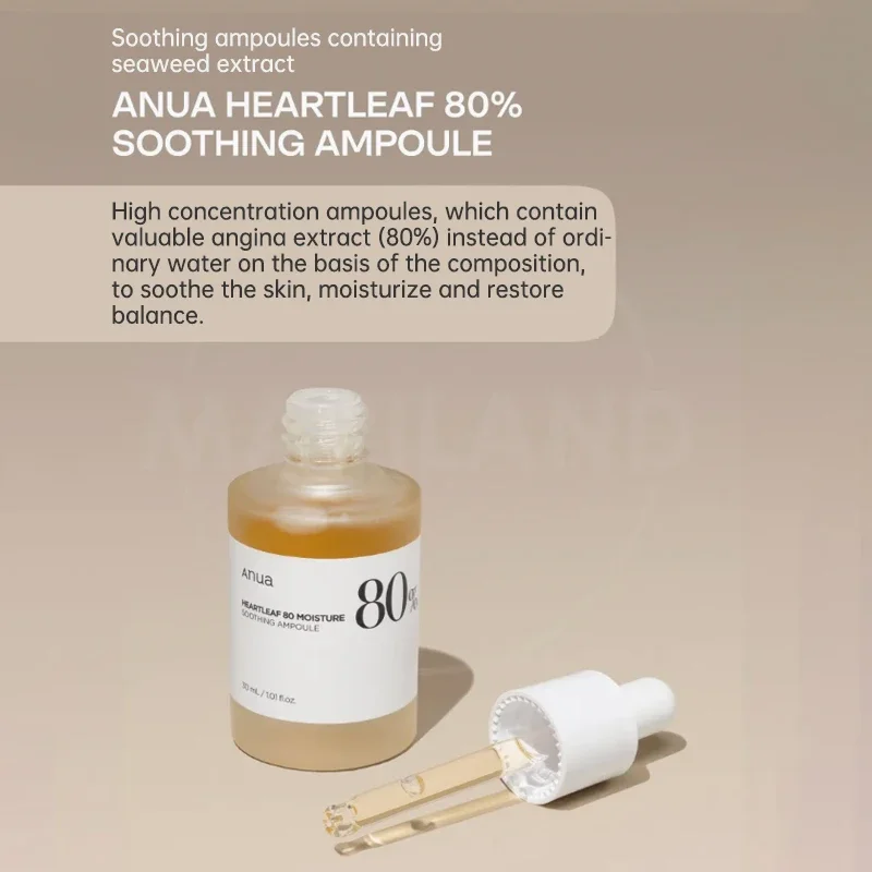 

Anua Heartleaf 80% Soothing Ampoule 30ml Highly Concentrated Skin Calming Serum Hydrating Panthenol Calming Treatment Serum