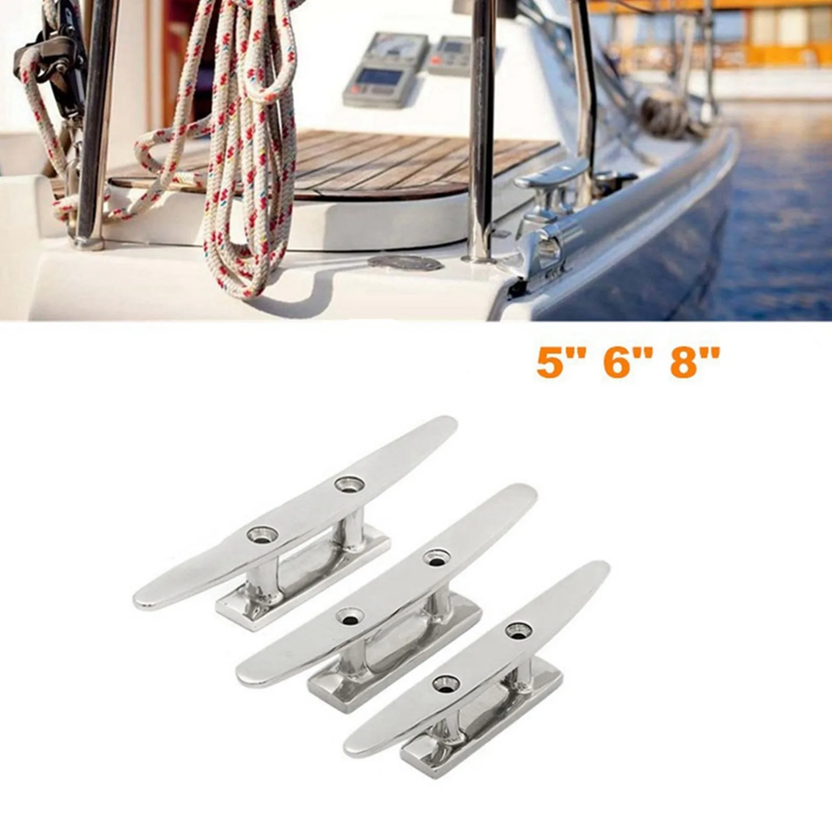 2 Pcs 8 Inch Open Base Boat Cleat 316 Stainless Steel Hardware Boat Cleats For Marine Boat Deck Rope Tie Yacht