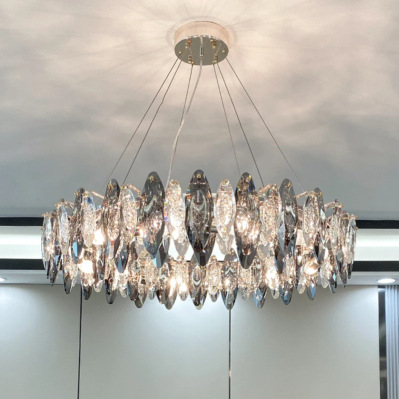 

Light Luxury Crystal Chandelier Living Room Headlight Simple Atmosphere Bedroom Lamp Led Dining Room Lamp Post-Modern High-end