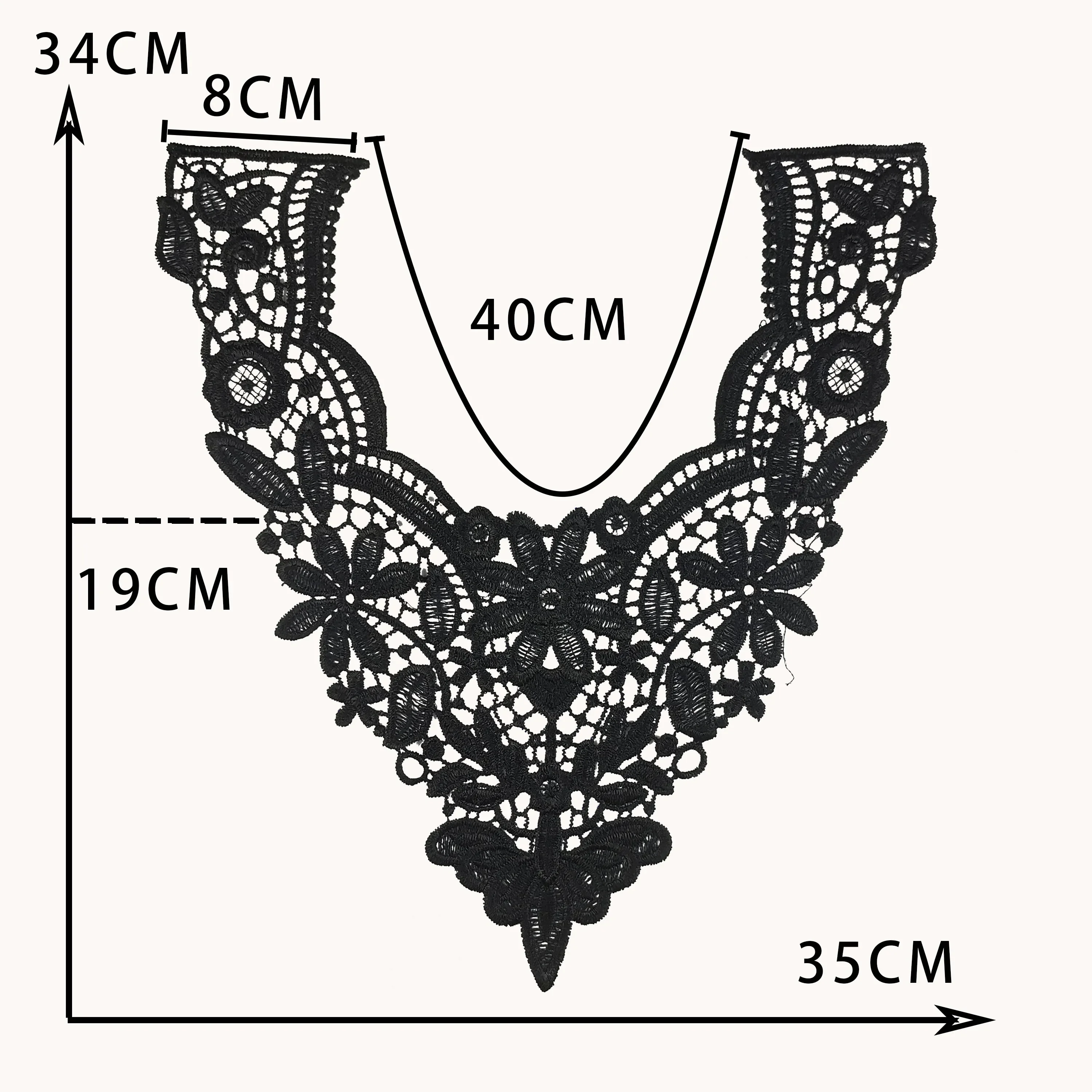 Wholesale sales 1-10 piece black white polyester embroidery hollowed out collar sewing lace DIY decorative clothing accessories