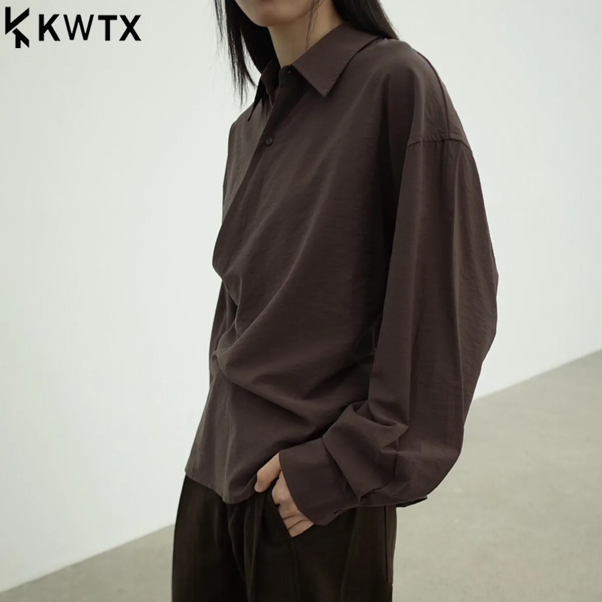 

KWTX Women's New Belted Long Sleeve Blouse Sophisticated Fit Elegant Minimalist Premium Comfort Work Casual Fall 2025
