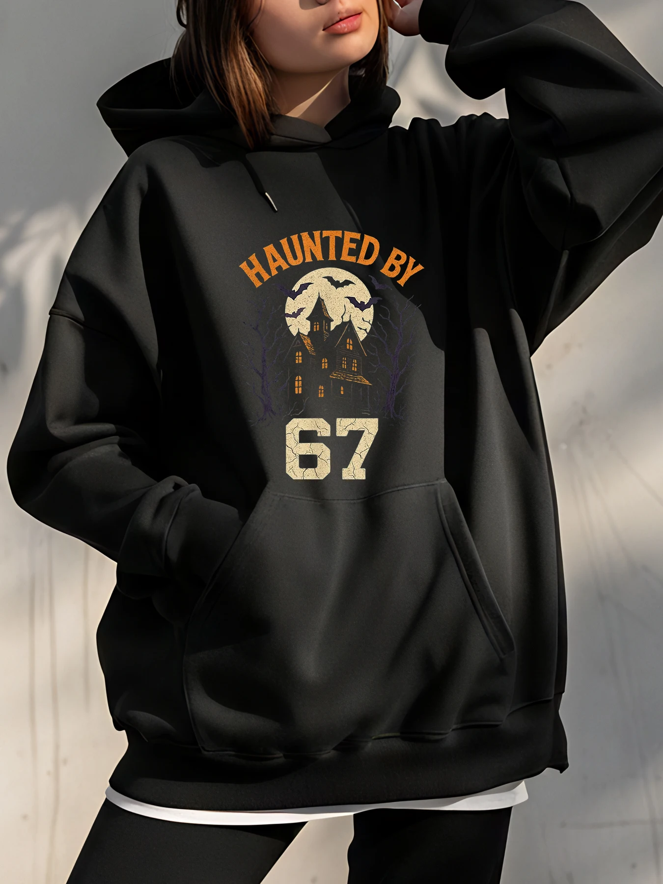 

Толстовка с принтом «Будинок с привидениями» 67, дизайн большого размера, модная женская повседневная уличная одежда на Хэллоуин, топ