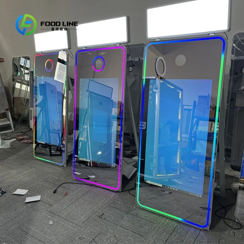 Wholesale Mirror Booth 65 Inch Photo Booth Touch Screen Magic Mirror Selfi LED DJ Photo Booth for Events