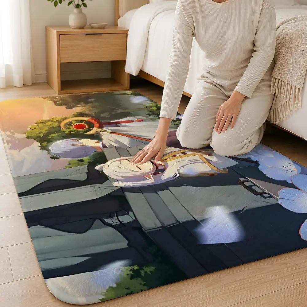 Anime F-Friend Hot Cute Floor Mat Machine Washable Soft Flannel Area Rug, Non-Slip Absorbent Floor Mat for Living Room Bedroom