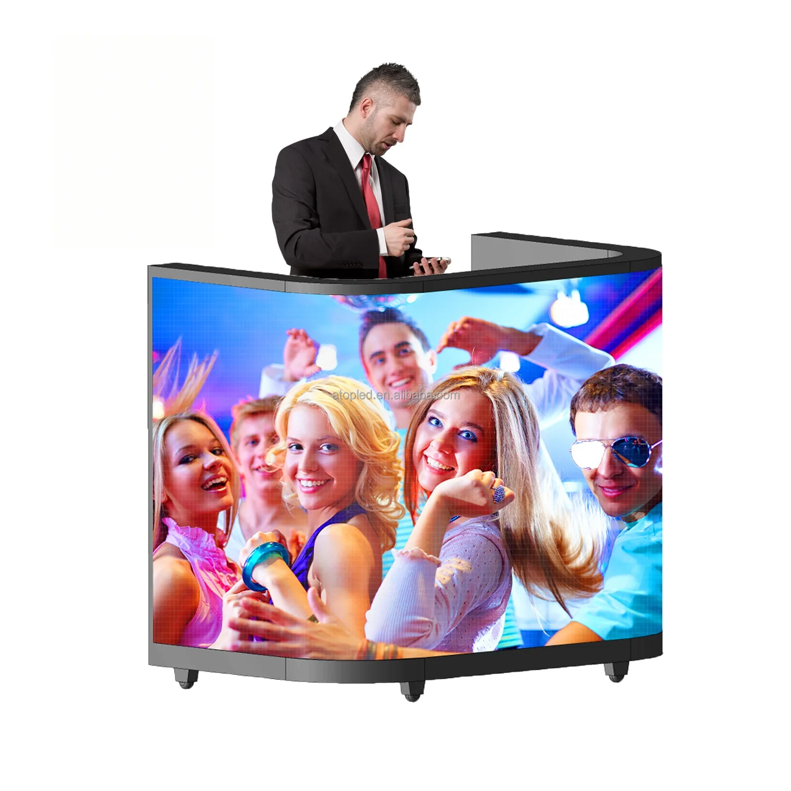 Portable DJ Stand with LED Video Wall Display Stand Desktop DJ Booth Table