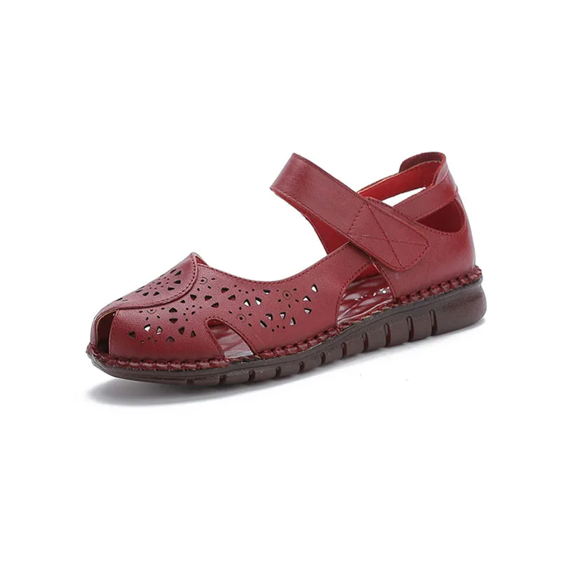 

XMWRLW 2026 Summer Women Sandals Flat Shoes Genuine Leather Ladies Retro Handmade Shoes Non Slip Women Summer Flat Sandal Shoe