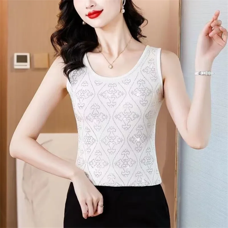 

White Camisole Vest Women Sexy O-neck Tee Ladies Summer Casual Slim Fit Tank Vest Tops High Quality Clothing Sleeveless Top