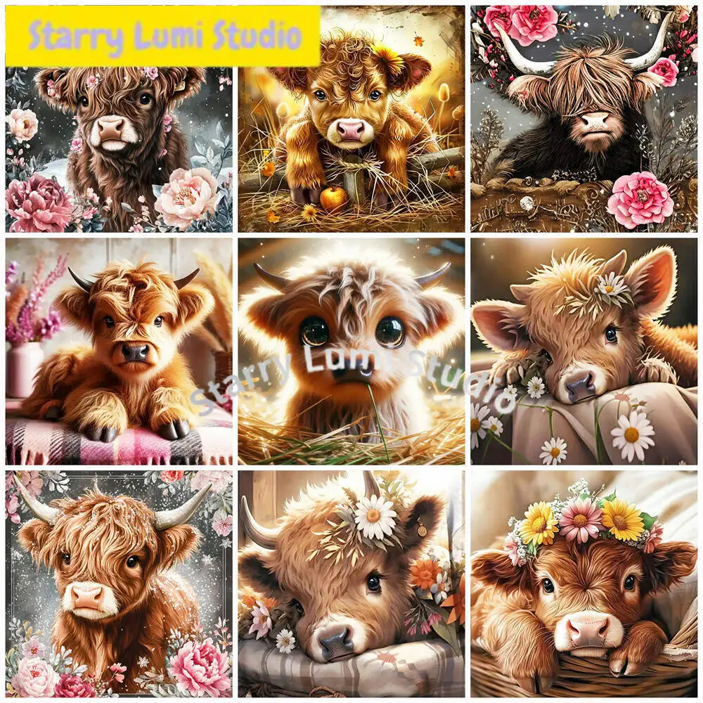 Diamond Painting Highland Cattle Picture Of Rhinestones Diamond Embroidery Animal Cow Crafts And Art Wall Decoration