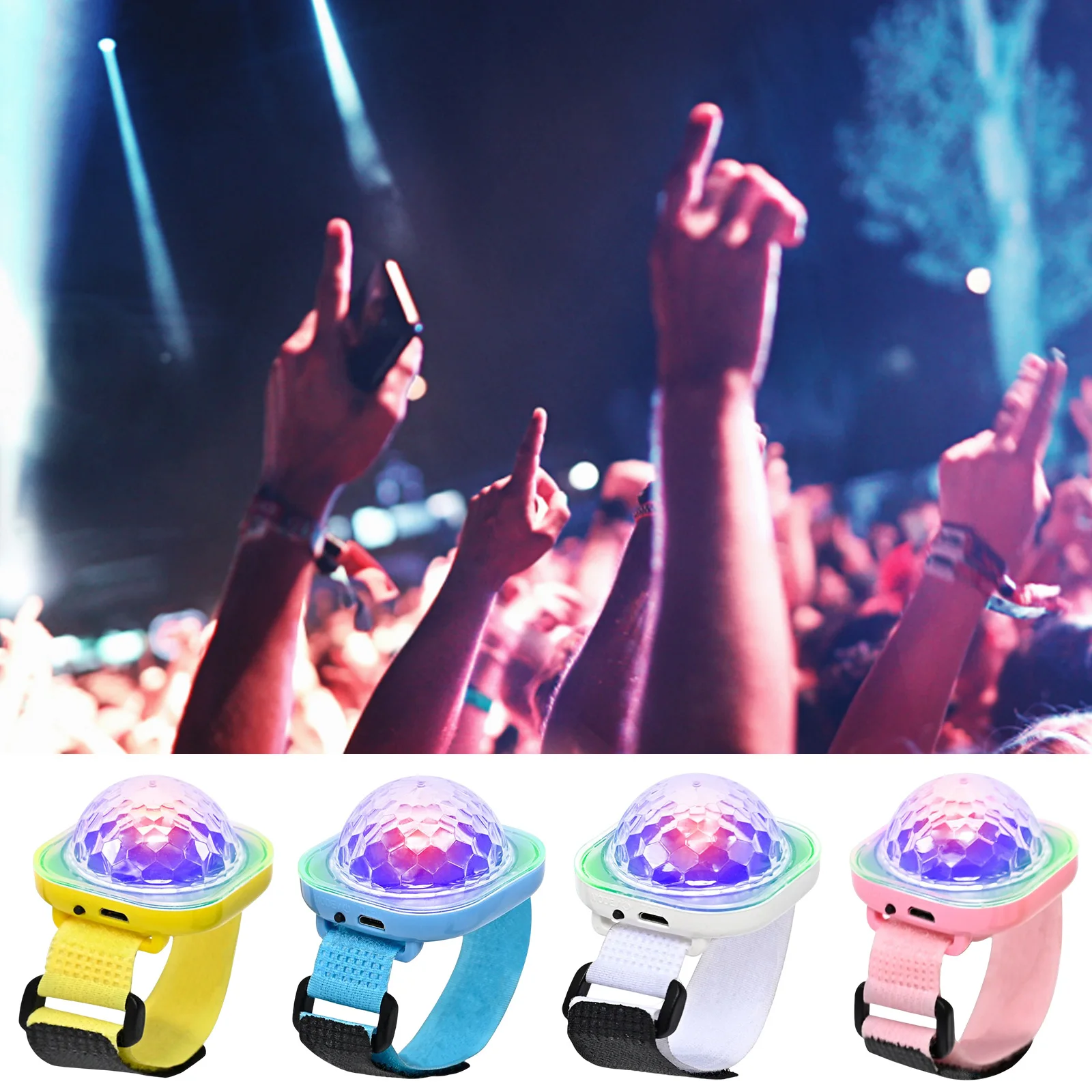 USB мини-светодиодный сценический светильник, перезаряжаемый браслет, дискотека, стробоскопы, управление звуком, детское атмосферное освещение для вечеринки
